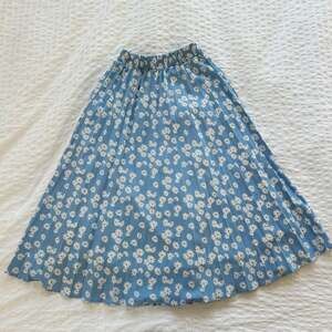 Chartou Blue Daisy Floral Pleated Midi Skirt Women’s XS Elastic Waist D49